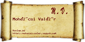Mohácsi Valér névjegykártya